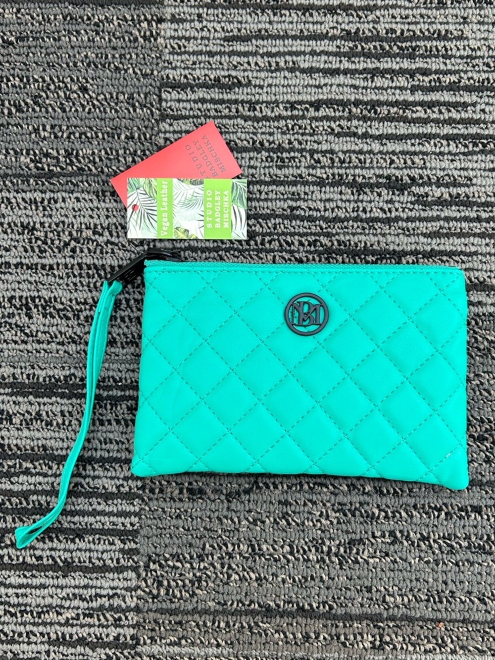 Badgley Mischka Teal Quilted Wristlet NWT